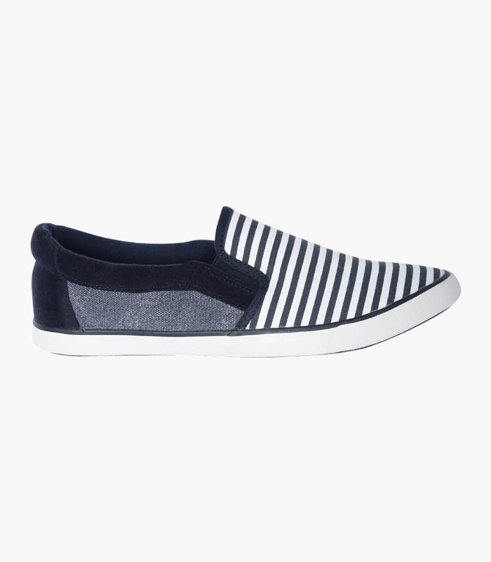 Men Navy & White Striped Shoes - Side